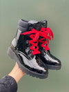 Cougar Gwen Black Patent Leather Red Lace Waterproof